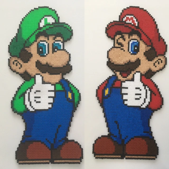 PIXEL ART / Perles A Repasser Grand Mario Et Luigi Ok EUR 40,00 ...
