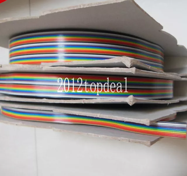 New 5M 16.4ft 40 WAY Flat Color Rainbow Ribbon Cable Wire Rainbow Cable