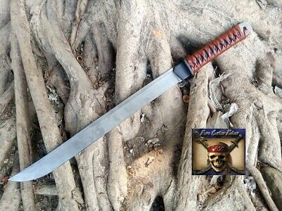 25" Custom Handmade D2 Tool Steel Blade Katana Sword Leather Handle+Sheath