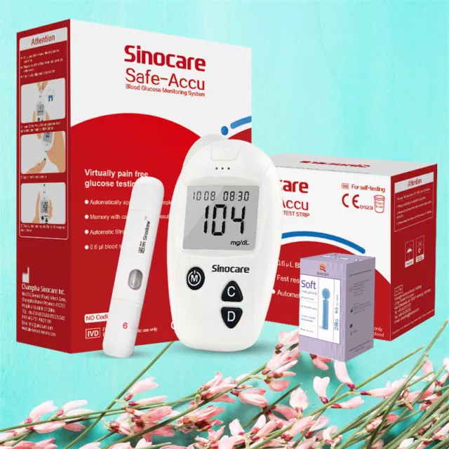 Glucometro medidor de glucosa en sangrevdiabetes con 50 tiras lancetas Sinocare