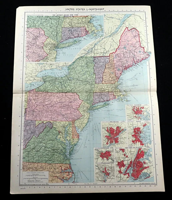 WW2 Landkarte New York Boston United States Of America Kriegszeit Krieg Erdkunde