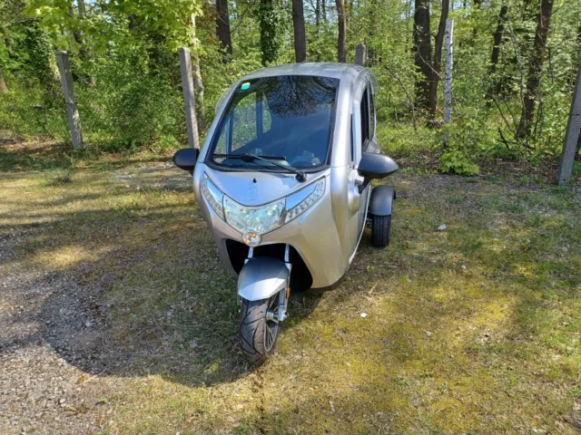 Kabinenroller Elektromobil Silber Seniorenmobil Elektroscooter 3-Rad 2-Sitz