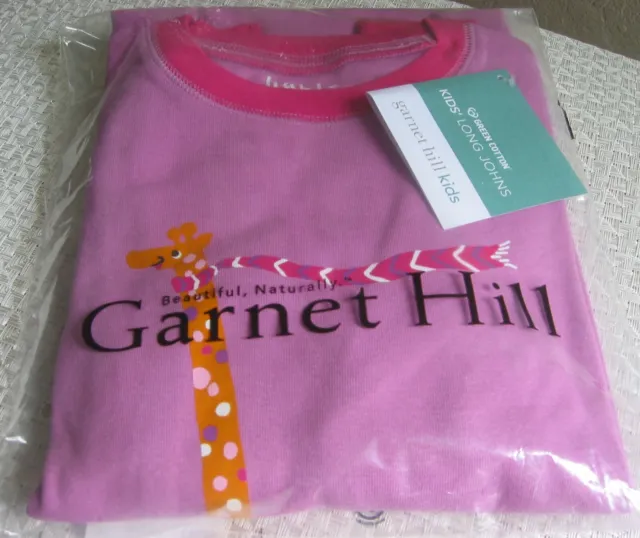 Nwt Garnet Hill 2-Pc Pajamas Set Organic Cotton Pink Top & Bottom Girls Size 10