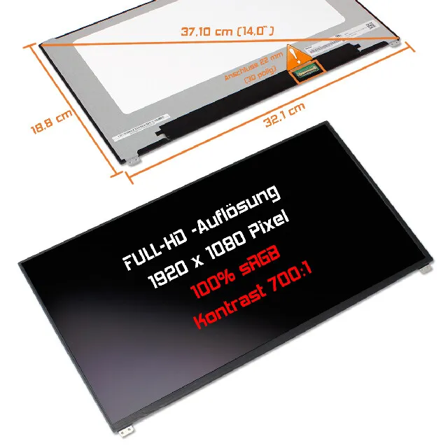14,0" LED Display matt passend für Dell DP/N 048DGW TW-048DGW IPS 100%sRGB