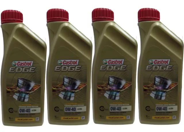 Edge 0W40 4 Litri Olio Motore Castrol Edge Titanium A3/B4 0W40 Full Synthetic