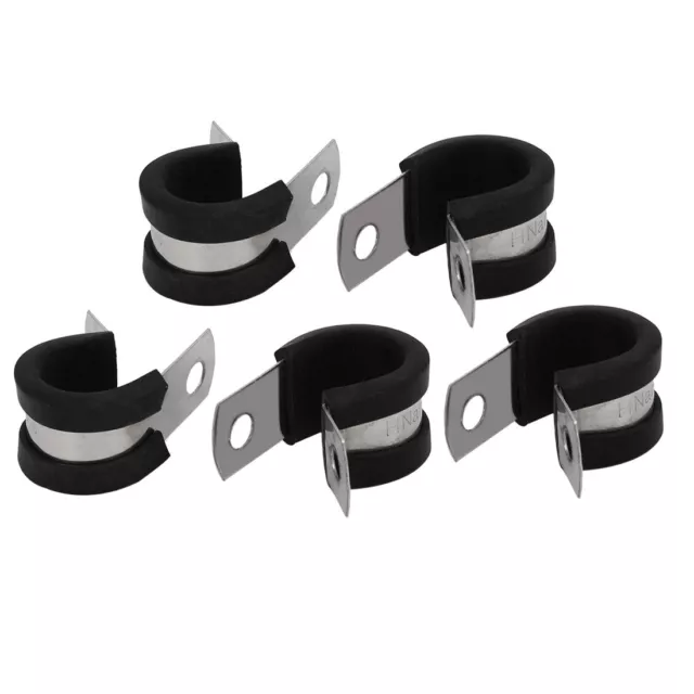 15mm Dia EPDM Rubber Lined P Clips Cable Hose Pipe Clamps Holder 5pcs