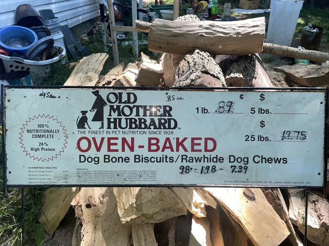 vintage dog food sign “Old Mother Hubbard”