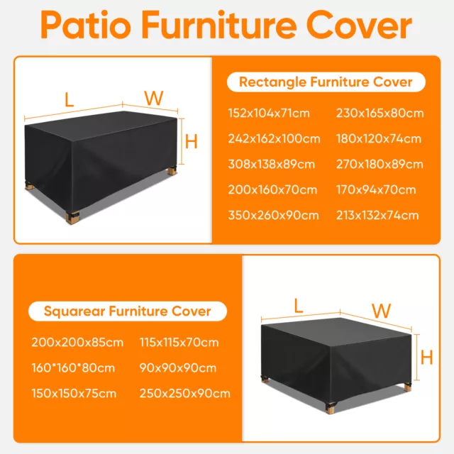 Heavy Duty Waterproof Garden Patio Furniture Cover for Rattan Table Cube Outdoor 3