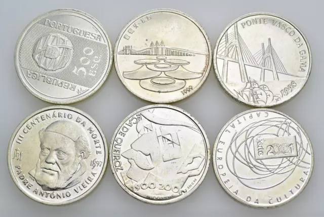 Künker: Portugal, 6 x 500 Escudos 1996-2001, div. Motive, Silber, siehe Fotos
