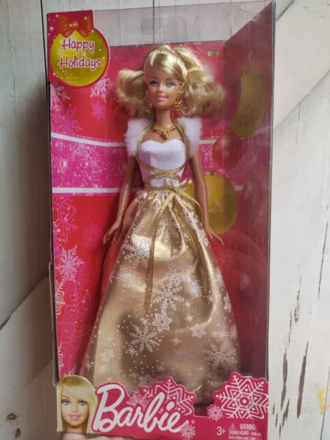 RARE Barbie Holiday Wishes Gold Snowflake Gown Christmas Doll Toy - Brand New