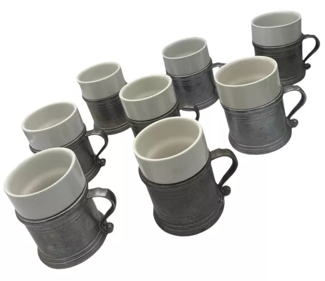 Wilton Armetale Plough Tavern Pewter Mug Holder With Rwp Ceramic Liner Cup Lot