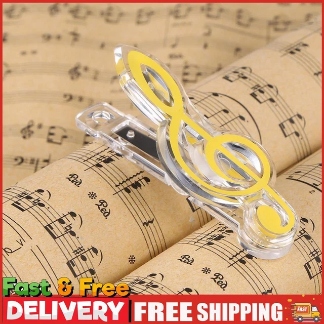 Note Clip Spring PLASTIC MUSICAL NOTE Letter Paper Clip Piano Sheet Spring Holder ...