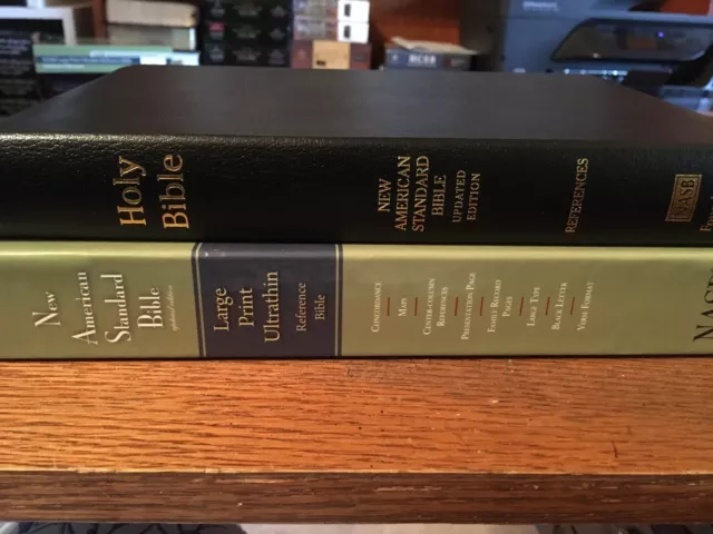 NASB Thinline Reference Bible ~ Large Print ~ Black bonded Leather