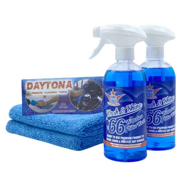 Motorcycle Cleaner Wash&Shine 66 Waterless Motorcycle Wash 33.8 fl.oz + 2 towels