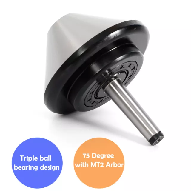 New MT2 Bull Nose Morse Taper Lathe Live Center 75 Degree Nose Tool 120mm