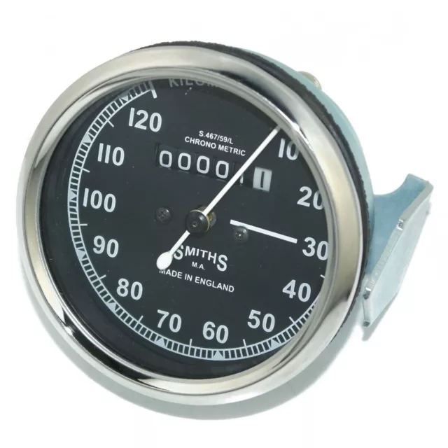 Réplique Smiths Speedo 0-120 km/h face noire convient pour Norton Triumph BSA