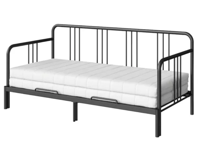 Fyresdal Ikea Metal Day Bed Frame Single/double with 2 mattresses 80x200 cm