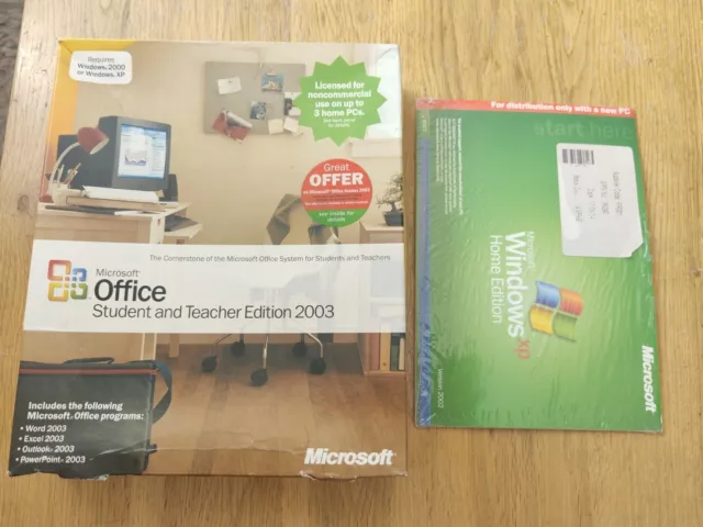 Retro Microsoft Office Software Student & Teacher Edition 2003 Windows XP Home