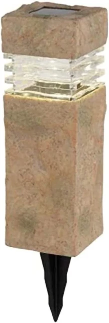 Deck Impressions Solar Outdoor Integrated LED Landscape Rock Pillar Path Light,