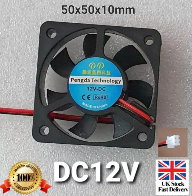 DC 12V 2 Pin Brushless Axial Industrial PC Cooling Fan 50mm 50x50x10mm 5010 5cm