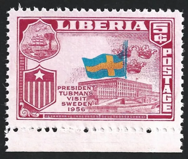 Liberia #370 1958 SWEDEN Flag Inverted error MNH