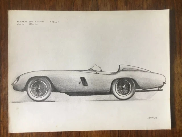 Automobilia - Dessin Original - Ferrari 500 Mondial - 1954