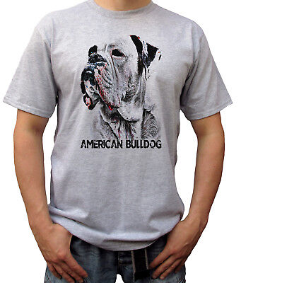 American Bulldog head - grey t shirt top tee dog design - mens sizes