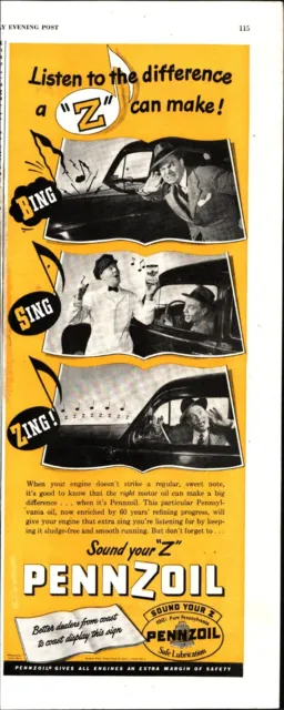 1946 Pennzoil, picture the difference a Z can make, Vintage Print Ad e8