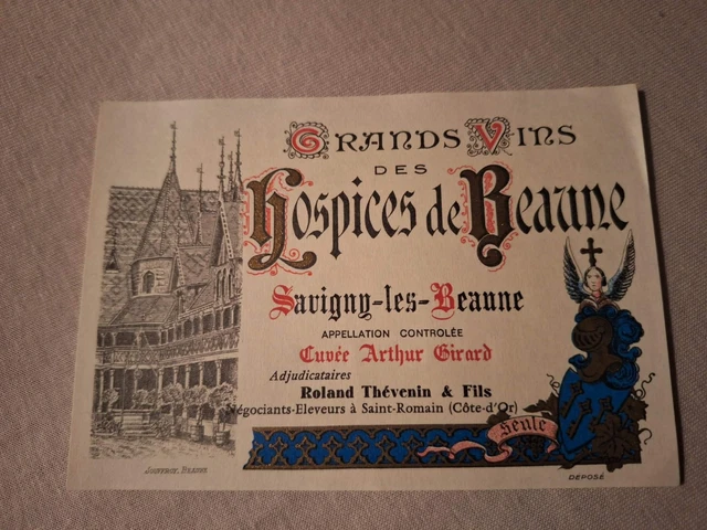 Étiquette Ancienne Authentique Hospices De Beaune Cuvée Grivault 1907 – Collection Vin Rare