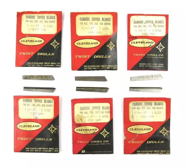 Lot of 6 Cleveland 1" - 1-5/32" Blades for 706, 707, 708 Reamers (New Old Stock)