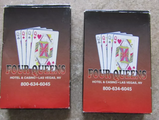 Vintage 2 Decks of Four Queens Las Vegas Plastic Coated Playing Cards