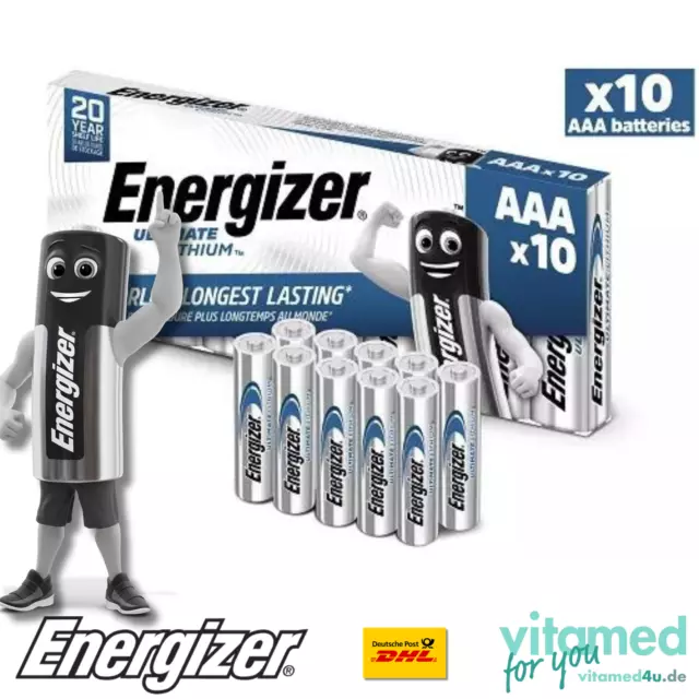 10 x Energizer Ultimate Lithium AAA Micro FR03 L92 1,5V im 1x 10er Pack