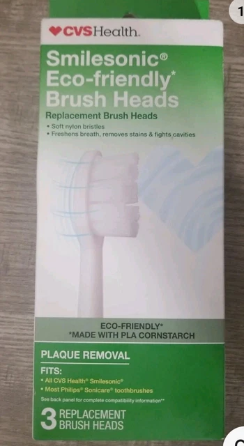 Cabezales de cepillo de repuesto CVS Health Smilesonic para eliminación de placa ecológicos 3 quilates nuevos