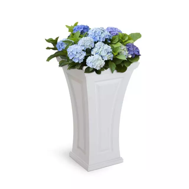 Mayne Self-Watering Cambridge 16 In. Square White Plastic Column Planter