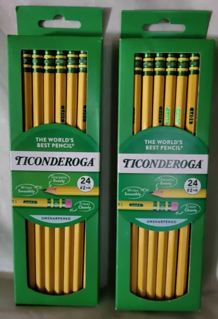 Ticonderoga Wood-Cased Pencils, Unsharpened, 2 HB Soft, Yellow, 12 Count