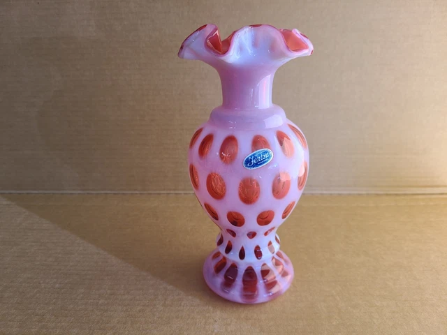 FENTON OPALESCENT CRANBERRY Coin Dot 9