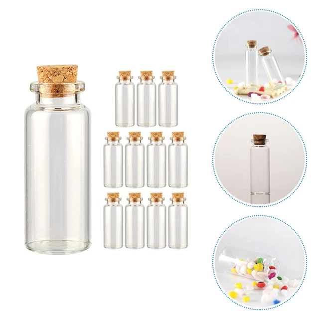 12pcs Kork Nachricht Flaschen Mini -Glasflaschen kleine Fläschchen kleine