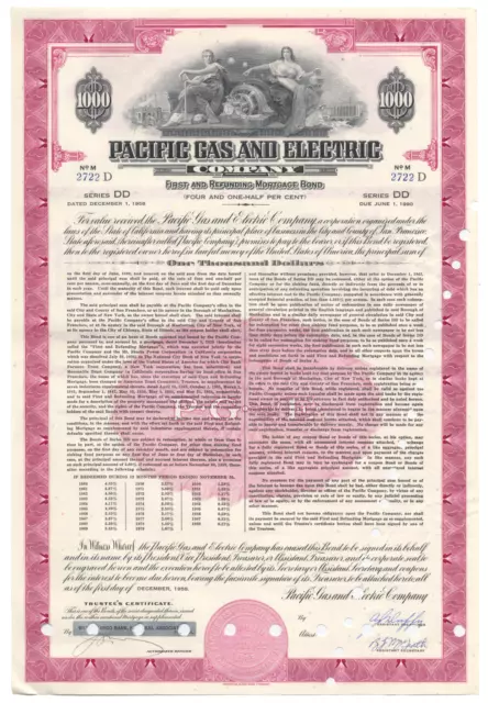Pacific Gas and Electric Company Bond Certificate