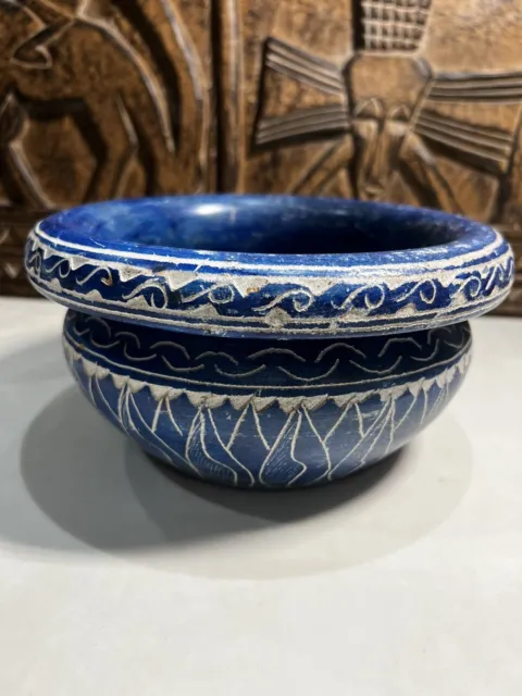 Cobalt Blue Bowl/Planter Heavyweight Hand Made Vintage