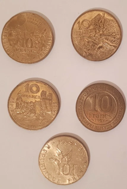 LOT de 11 pièces de 10 FRANCS COMMÉMORATIVES de 1982 à 1988