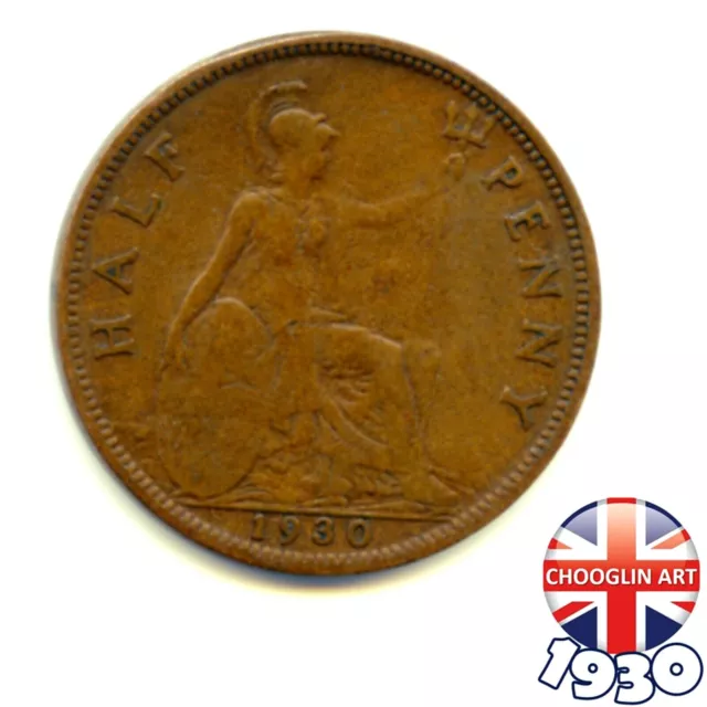 A BRITISH 1930 GEORGE V HALFPENNY coin, 94 Years Old!