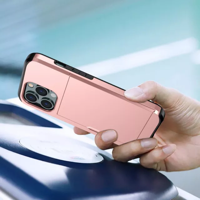 Hülle iPhone 14 13 12 Pro Max 11 8 XR Handy Tasche HardCover mit Kartenfach Case 10