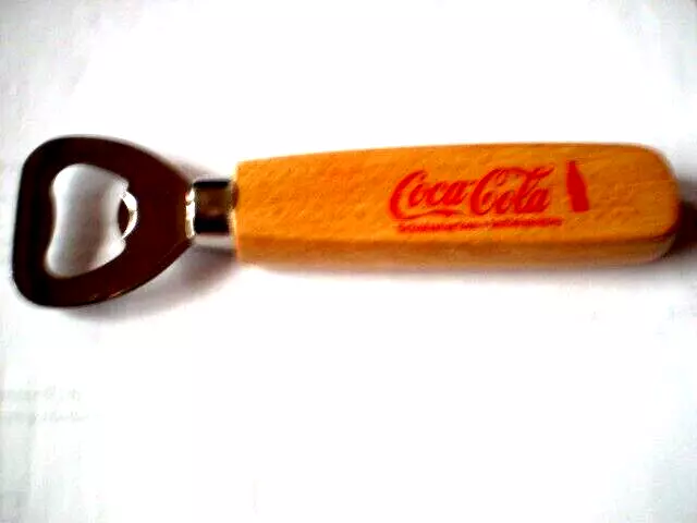 COCA-COLA cooler Öffner / Flaschenöffner mit Holzgriff  ca. 14 cm Lang / Neu