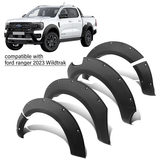 Déflecteurs D'Air Noirs Fumés Pour Ford Ranger Double Cabine 2023-2024 - Adhésifs - Réduction Bruit Vent