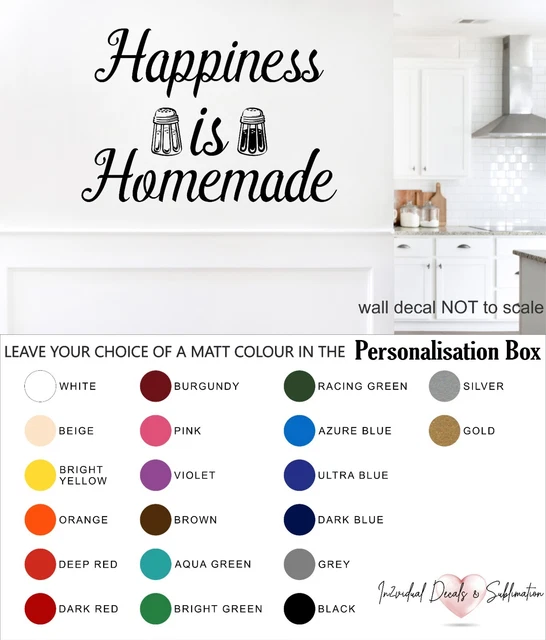 Happiness Is Homemade Wall Art Vinyl Decal Sticker Kitchen Food Pepper Salt Pots