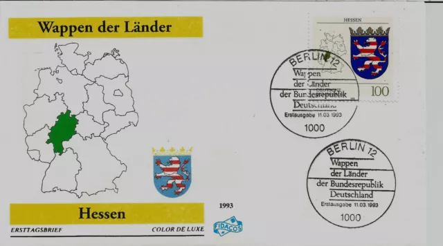 BRD FDC MiNr 1660 (2Bln) "Wappen der Länder der Bundesrepublik (II) -Hessen-