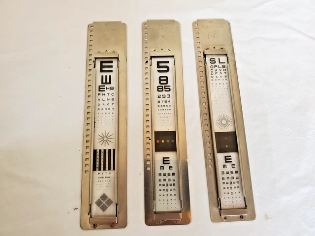 3 Slides for Chart Projector - American Optical Reichert Marco Topcon Woodland