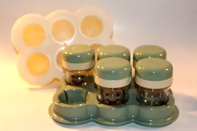 Bandeja y contenedores de almacenamiento de alimentos congelador de silicona para bebé Nutribullet verde crema
