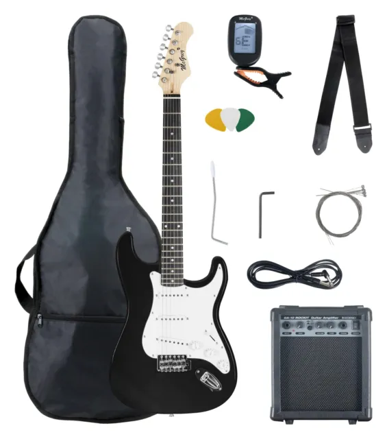 Chitarra Elettrica Principiante Set con Amplificatore 10W Corde Tracolla Plettri