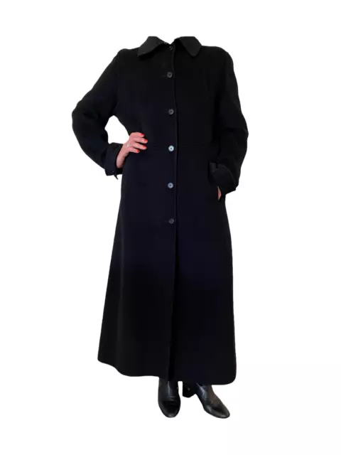 Dkny Donna Karan New York Wool Angora Long Black Military Coat 14